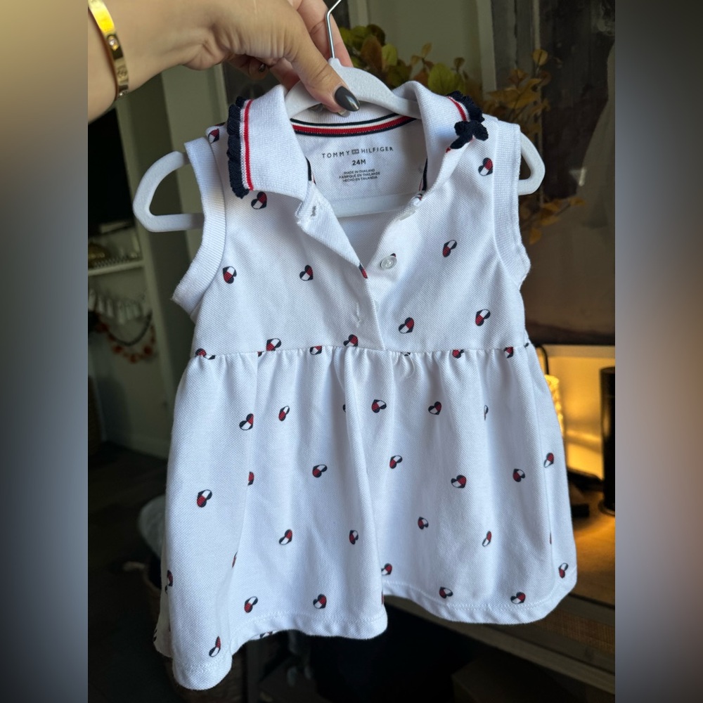 Tommy Hilfiger White Polo Kids Top with Navy Accents